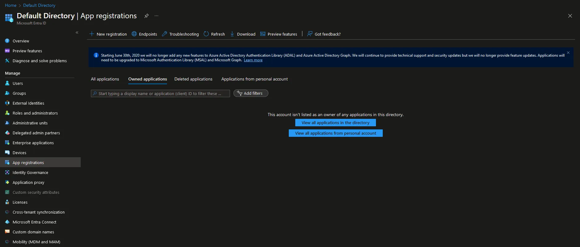 Azure AD App registration screen.