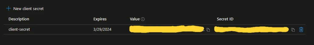 Client secret description.