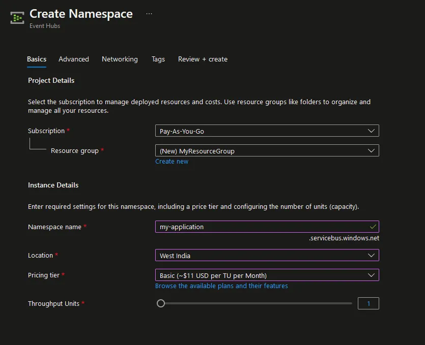 Configuration before creating a new namespace.